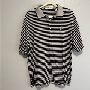 Fairway & Greene Black and White Striped Polo Shirt
